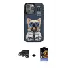 ieg™ iPhone 14 Pro Max Kılıf Siluet Modern Özel Seri - Siyah Buffer Hayalet Cam Ekran Koruyucu + Raze Metal Kamera Lens - GS