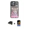 ieg™ iPhone 14 Pro Max Kılıf Siluet Modern Özel Seri - Siyah Buffer Hayalet Cam Ekran Koruyucu + Raze Metal Kamera Lens - GD