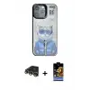 ieg™ iPhone 14 Pro Max Kılıf Siluet Modern Özel Seri - Siyah Buffer Hayalet Cam Ekran Koruyucu + Raze Metal Kamera Lens - GD
