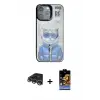 ieg™ iPhone 14 Pro Max Kılıf Siluet Modern Özel Seri - Siyah Buffer Hayalet Cam Ekran Koruyucu + Raze Metal Kamera Lens - GS
