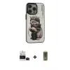 ieg™ iPhone 14 Pro Max Kılıf Siluet Modern Özel Seri - Siyah Joko Magic 5D Hayalet Cam + Bilvis Titan Kamera Lens - SH