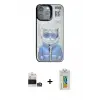 ieg™ iPhone 14 Pro Max Kılıf Siluet Modern Özel Seri - Siyah Polymer Nano Ekran Koruyucu + Bilvis Titan Kamera Lens - GS