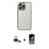 ieg™ iPhone 14 Pro Max Kılıf Vadi Minimal - Siyah Buffer Hayalet Cam Ekran Koruyucu + Bilvis Titan Kamera Lens - GD