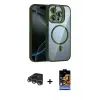ieg™ iPhone 14 Pro Max Kılıf Yadigar Asil Koleksiyonu - Siyah Buffer Hayalet Cam Ekran Koruyucu + Raze Metal Kamera Lens - GS