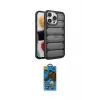 ieg™ iPhone 14 Pro Max Kılıf Yadigar Doku Özel Seri - Siyah 18D Cam Ekran Koruyucu