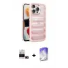 ieg™ iPhone 14 Pro Max Kılıf Yadigar Doku Özel Seri - Siyah Bilvis 5in1 3D Magic Cam Ekran Koruyucu + Bilvis Titan Kamera Lens - DNMR