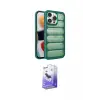 ieg™ iPhone 14 Pro Max Kılıf Yadigar Doku Özel Seri - Siyah Bilvis 5in1 5D Magic Hayalet Cam Ekran Koruyucu