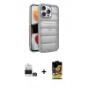ieg™ iPhone 14 Pro Max Kılıf Yadigar Doku Özel Seri - Siyah Buffer Cam Ekran Koruyucu + Bilvis Titan Kamera Lens - GD
