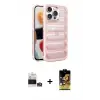 ieg™ iPhone 14 Pro Max Kılıf Yadigar Doku Özel Seri - Siyah Buffer Cam Ekran Koruyucu + Bilvis Titan Kamera Lens - GS