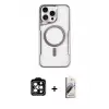 ieg™ iPhone 14 Pro Max Kılıf Yadigar Klasik Özel Seri - Siyah Bilvis 3D Mat Cam Ekran Koruyucu + PVD Metal Kamera Lens - TU