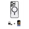 ieg™ iPhone 14 Pro Max Kılıf Yadigar Klasik Özel Seri - Siyah Buffer Hayalet Cam Ekran Koruyucu + Bilvis Titan Kamera Lens - GD