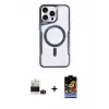 ieg™ iPhone 14 Pro Max Kılıf Yadigar Klasik Özel Seri - Siyah Buffer Hayalet Cam Ekran Koruyucu + Bilvis Titan Kamera Lens - DNMR