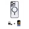 ieg™ iPhone 14 Pro Max Kılıf Yadigar Klasik Özel Seri - Siyah Buffer Hayalet Cam Ekran Koruyucu + Bilvis Titan Kamera Lens - SH