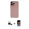 ieg™ iPhone 14 Pro Max Kılıf Yadigar Yansıma Serisi - Siyah Buffer Hayalet Cam Ekran Koruyucu + Bilvis Titan Kamera Lens - SH