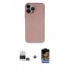 ieg™ iPhone 14 Pro Max Kılıf Yadigar Yansıma Serisi - Siyah Buffer Hayalet Cam Ekran Koruyucu + Bilvis Titan Kamera Lens - GD