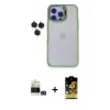 ieg™ iPhone 14 Pro Max Kılıf Yankı Asil Serisi - Siyah Buffer Cam Ekran Koruyucu + Bilvis Titan Kamera Lens - GS