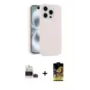 ieg™ iPhone 14 Pro Max Kılıf Yankı Form Serisi - Siyah Buffer Cam Ekran Koruyucu + Bilvis Titan Kamera Lens - SH