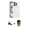 ieg™ iPhone 14 Pro Max Kılıf Yankı Form Serisi - Siyah Buffer Cam Ekran Koruyucu + Bilvis Titan Kamera Lens - SH