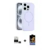 ieg™ iPhone 14 Pro Max Kılıf Yankı Form Serisi - Siyah Buffer Hayalet Cam Ekran Koruyucu + Bilvis Titan Kamera Lens - GS
