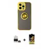 ieg™ iPhone 14 Pro Max Kılıf Yörünge Çizgi - Siyah Buffer Cam Ekran Koruyucu + Bilvis Titan Kamera Lens - GD
