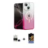 ieg™ iPhone 15 Kılıf Eksen Minimal Özel Seri - Siyah Buffer Hayalet Cam Ekran Koruyucu + Bilvis Titan Kamera Lens - SH