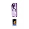 ieg™ iPhone 15 Pro Kılıf Kıvılcım Modern Koleksiyonu - Siyah Buffer Hayalet Cam Ekran Koruyucu