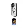 ieg™ iPhone 15 Pro Kılıf Kıvılcım Modern Koleksiyonu - Siyah Buffer Hayalet Cam Ekran Koruyucu
