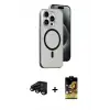 ieg™ iPhone 15 Pro Kılıf Odak Form Özel Seri - Siyah Buffer Cam Ekran Koruyucu + Raze Metal Kamera Lens - SH