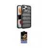ieg™ iPhone 15 Pro Kılıf Yadigar Doku Özel Seri - Siyah Buffer Hayalet Cam Ekran Koruyucu