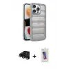 ieg™ iPhone 15 Pro Kılıf Yadigar Doku Özel Seri - Siyah Joko 5D Cam + Raze Metal Kamera Lens - SH
