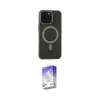 ieg™ iPhone 15 Pro Kılıf Yadigar Işık - Siyah Bilvis 5in1 3D Magic Cam Ekran Koruyucu