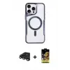 ieg™ iPhone 15 Pro Kılıf Yadigar Klasik Özel Seri - Siyah Buffer Cam Ekran Koruyucu + Raze Metal Kamera Lens - TMGI