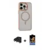 ieg™ iPhone 15 Pro Max Kılıf Ahenk Klasik Özel Seri - Siyah Buffer Hayalet Cam Ekran Koruyucu + Raze Metal Kamera Lens - LT