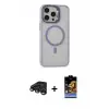ieg™ iPhone 15 Pro Max Kılıf Ahenk Klasik Özel Seri - Siyah Buffer Hayalet Cam Ekran Koruyucu + Raze Metal Kamera Lens - TMGI