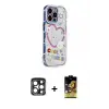 ieg™ iPhone 15 Pro Max Kılıf Ahenk Modern Serisi - Siyah Buffer Cam Ekran Koruyucu + PVD Metal Kamera Lens - LT