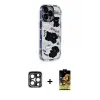ieg™ iPhone 15 Pro Max Kılıf Ahenk Modern Serisi - Siyah Buffer Cam Ekran Koruyucu + PVD Metal Kamera Lens - LT