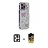 ieg™ iPhone 15 Pro Max Kılıf Ahenk Modern Serisi - Siyah Buffer Cam Ekran Koruyucu + PVD Metal Kamera Lens - LT