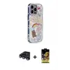 ieg™ iPhone 15 Pro Max Kılıf Ahenk Modern Serisi - Siyah Buffer Cam Ekran Koruyucu + Raze Metal Kamera Lens - LT