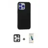 ieg™ iPhone 15 Pro Max Kılıf Ahenk Serisi - Şeffaf Pasifik Cam Ekran Koruyucu + PVD Metal Kamera Lens - GS