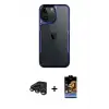 ieg™ iPhone 15 Pro Max Kılıf Akış Çizgi Koleksiyonu - Siyah Buffer Hayalet Cam Ekran Koruyucu + Raze Metal Kamera Lens - TMGI