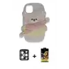 ieg™ iPhone 15 Pro Max Kılıf Akış Yansıma - Siyah Buffer Cam Ekran Koruyucu + PVD Metal Kamera Lens - LT