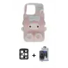 ieg™ iPhone 15 Pro Max Kılıf Akış Yansıma - Siyah Vanessa Magic Cam + PVD Metal Kamera Lens - LT