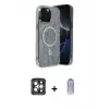 ieg™ iPhone 15 Pro Max Kılıf Eksen Çizgi - Siyah Joko Magic 5D Cam + PVD Metal Kamera Lens - GI