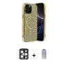 ieg™ iPhone 15 Pro Max Kılıf Eksen Çizgi - Siyah Joko Magic 5D Cam + PVD Metal Kamera Lens - LT