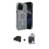 ieg™ iPhone 15 Pro Max Kılıf Eksen Çizgi - Siyah Vanessa Magic Cam + Raze Metal Kamera Lens - LT