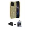 ieg™ iPhone 15 Pro Max Kılıf Eksen Çizgi - Siyah Vanessa Magic Cam + Raze Metal Kamera Lens - SH