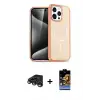 ieg™ iPhone 15 Pro Max Kılıf Eksen Doku Koleksiyonu - Siyah Buffer Hayalet Cam Ekran Koruyucu + Raze Metal Kamera Lens - TMGI