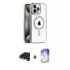 ieg™ iPhone 15 Pro Max Kılıf Eksen Form Koleksiyonu - Siyah Bilvis 5in1 3D Magic Cam Ekran Koruyucu + Raze Metal Kamera Lens - TMGI