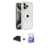 ieg™ iPhone 15 Pro Max Kılıf Eksen Form Koleksiyonu - Siyah Bilvis 5in1 5D Magic Hayalet Cam Ekran Koruyucu + Raze Metal Kamera Lens - TMGI