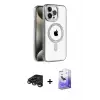 ieg™ iPhone 15 Pro Max Kılıf Eksen Form Koleksiyonu - Siyah Bilvis 5in1 5D Magic Hayalet Cam Ekran Koruyucu + Raze Metal Kamera Lens - TMGI